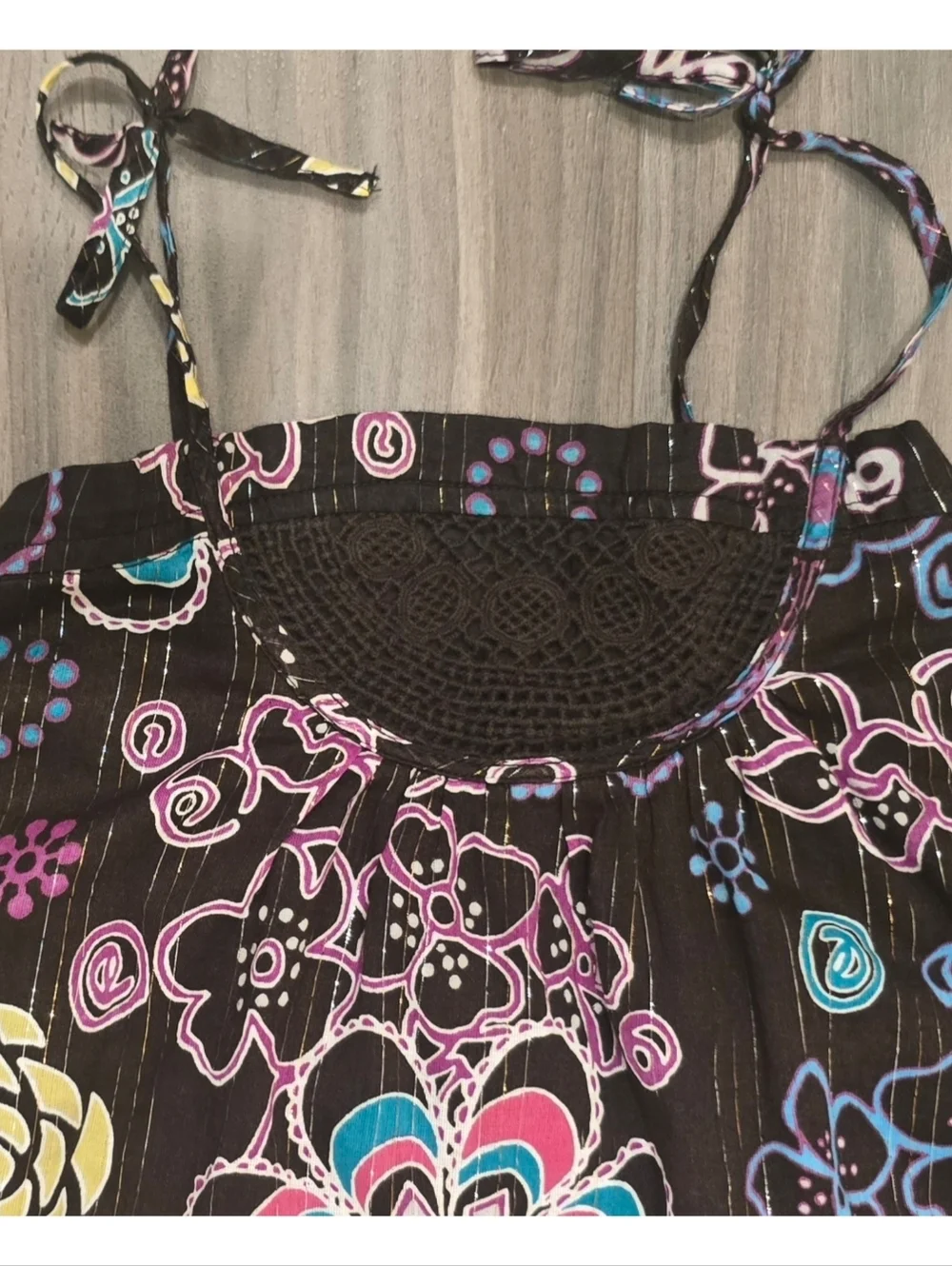 Old Navy Girls Floral Medallion Sundress Large Tie Strap A-Line Dress